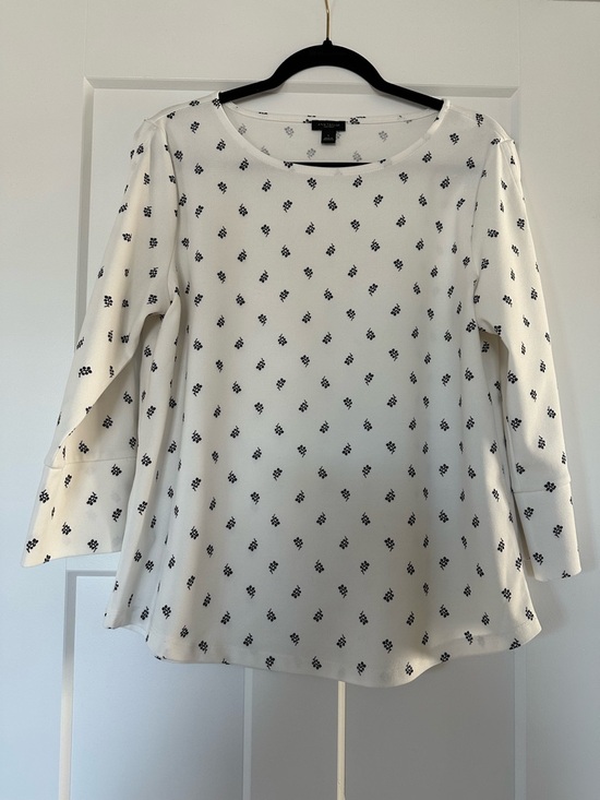 Ann Taylor Tops - Ann Taylor White Blouse with Black Geometric Print